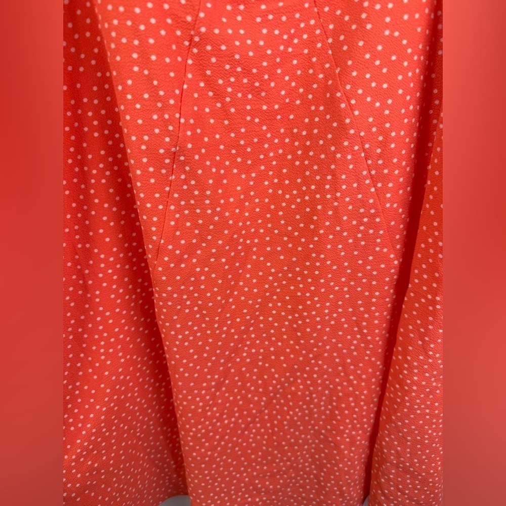 Bar III juniors orange and white spaghetti strap polka dot mini dress. Size L - Picture 3 of 6